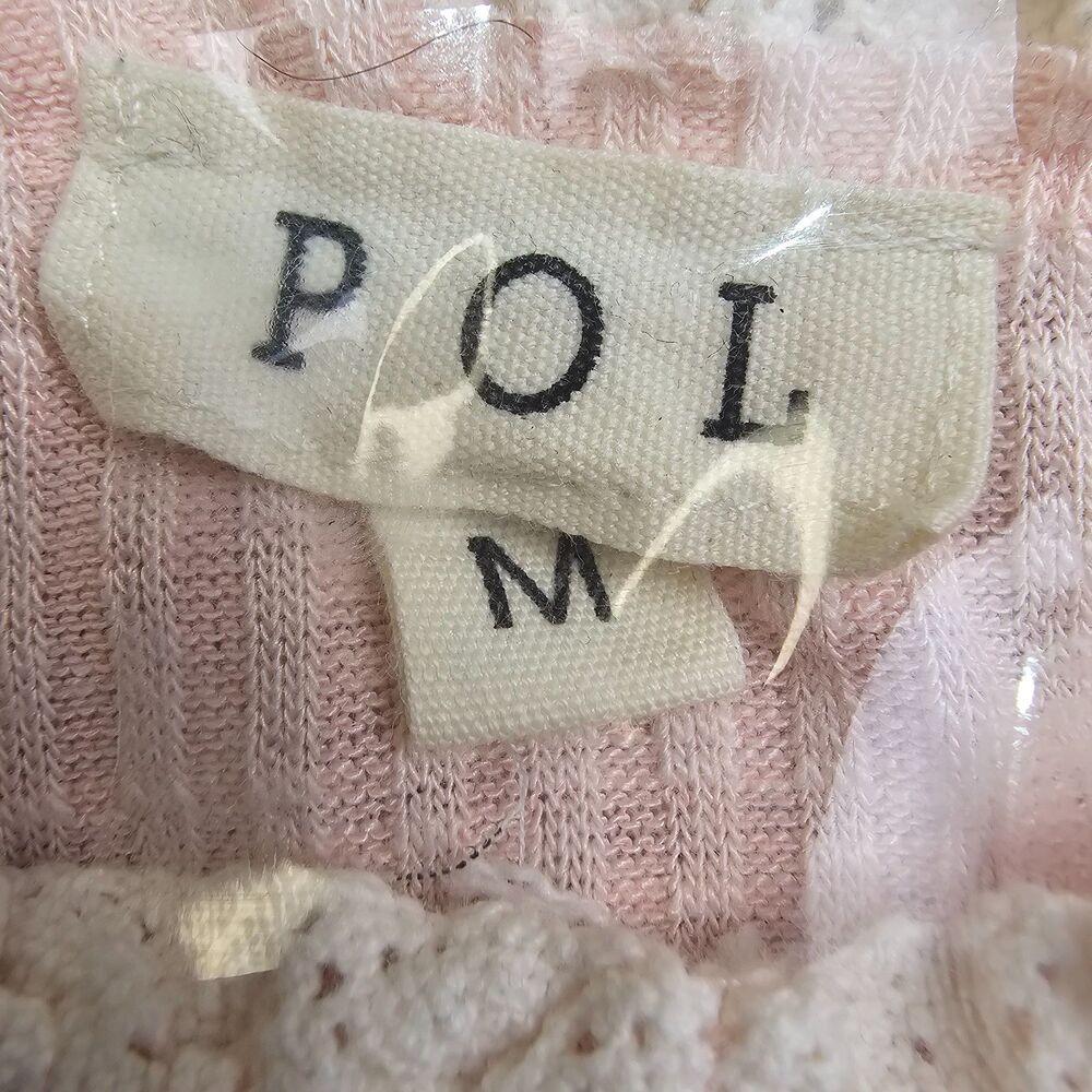 POL Pink Ribbed Lace Trim Babydoll Cami Top M Boho Coquette Cottagecore - Picture 4 of 14